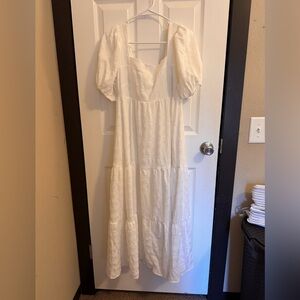 Shop The Mint White Puff Sleeve Dress